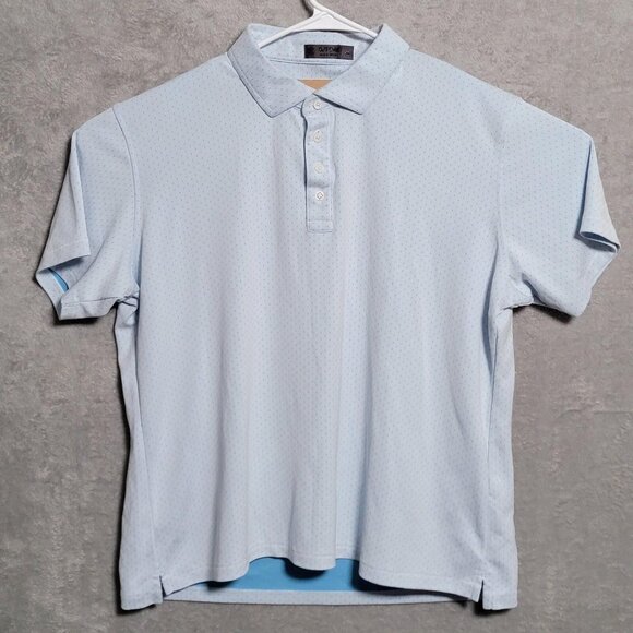 G FORE Polo Shirt Mens XL Light Blue Micro Dot Golf Performance Stretch Preppy - Picture 1 of 12